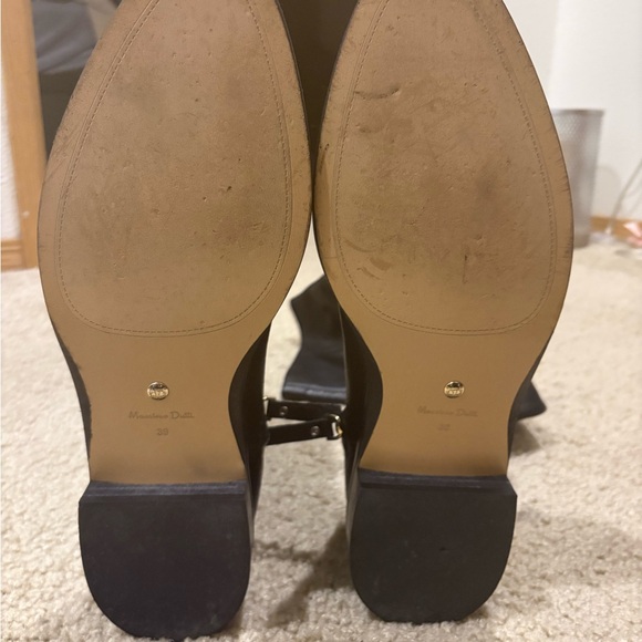 Massimo Dutti Boots Flat Black Knee High Leather - Picture 9 of 9
